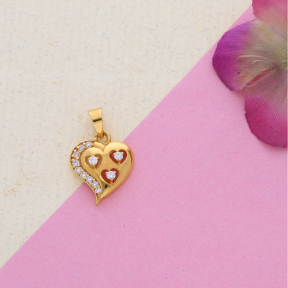 Gold CZ Heart Pendant 22KT - FKJPND22K9068