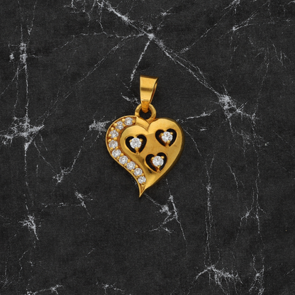 Gold CZ Heart Pendant 22KT - FKJPND22K9068