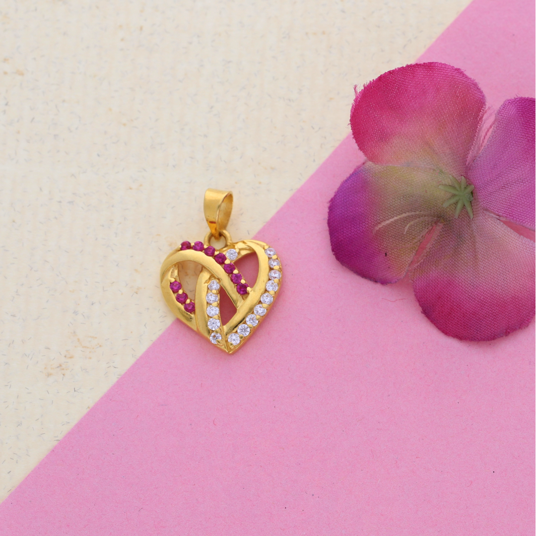 Gold Cross Vintage Heart Pendant 22KT - FKJPND22K9069