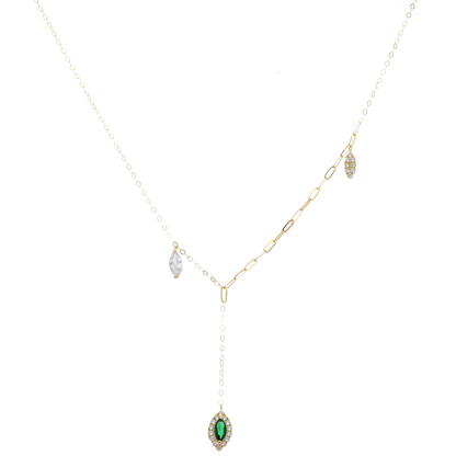 Gold Leaf Shaped with Solitaire Necklace 18KT - FKJNKL18K9084