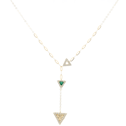 Gold Triangle Shaped with Solitaire Necklace 18KT - FKJNKL18K9156