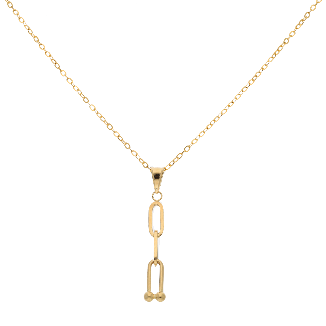 Gold Necklace (Chain with Paper Clips Pendant) 18KT - FKJNKL18K9167