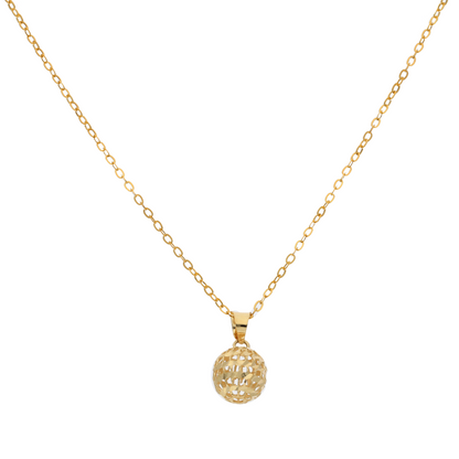 Gold Necklace (Chain with Hollow Round Shaped Pendant) 18KT - FKJNKL18K9164