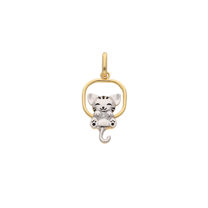 Gold Cute Cat Pendant 18KT - FKJPND18K9176