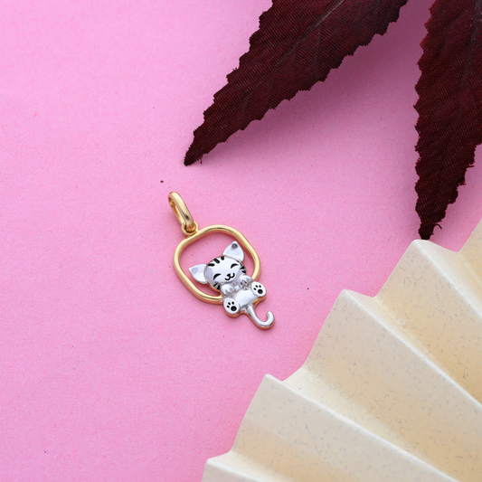 Gold Cute Cat Pendant 18KT - FKJPND18K9176