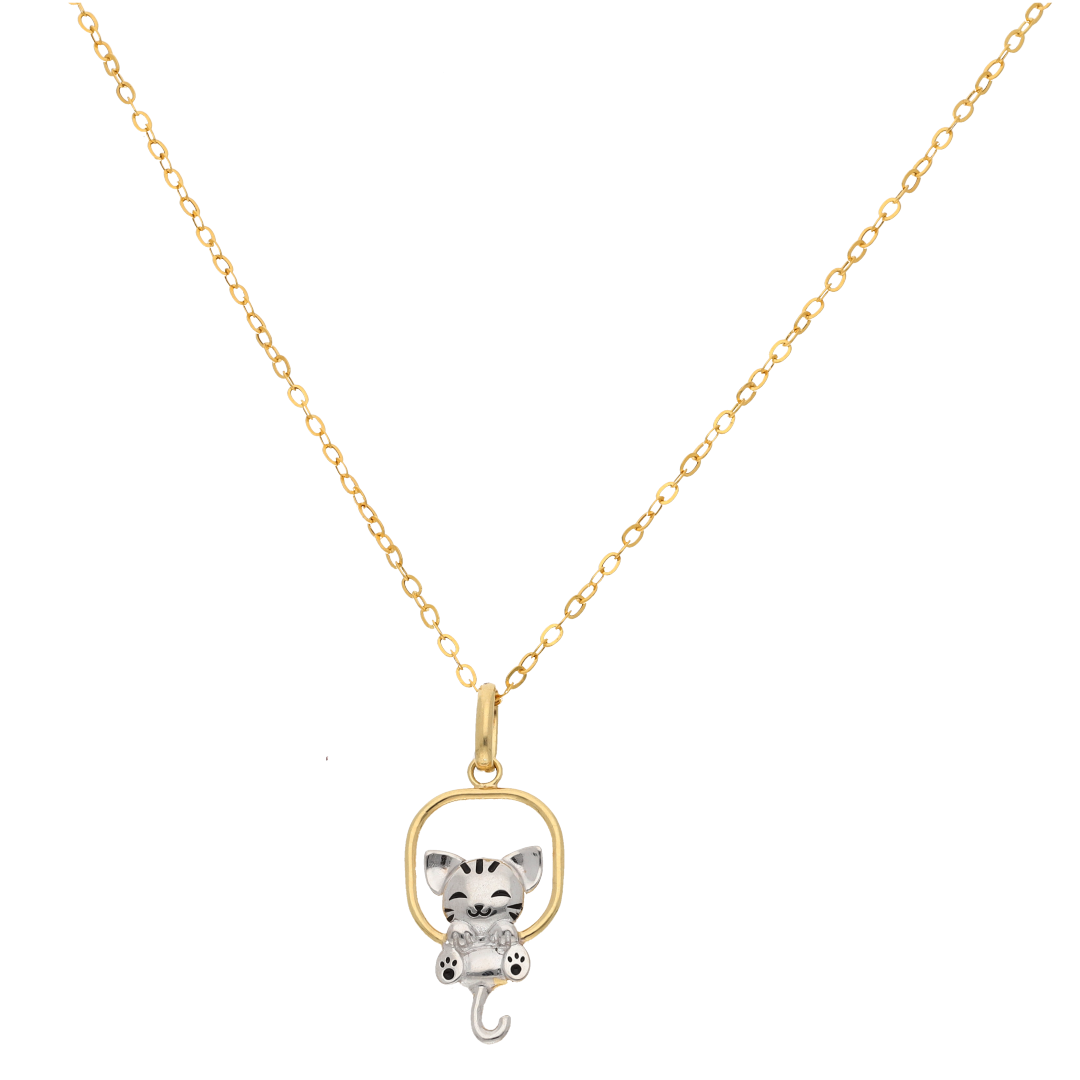 Gold Necklace (Chain with Cute Cat Pendant) 18KT - FKJNKL18K9176