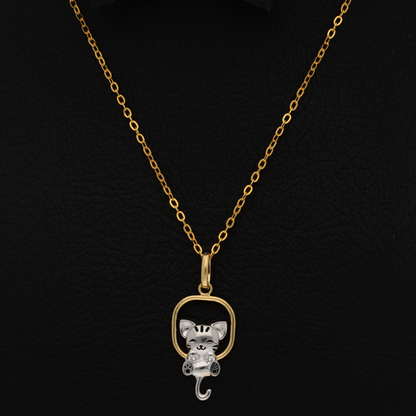 Gold Necklace (Chain with Cute Cat Pendant) 18KT - FKJNKL18K9176