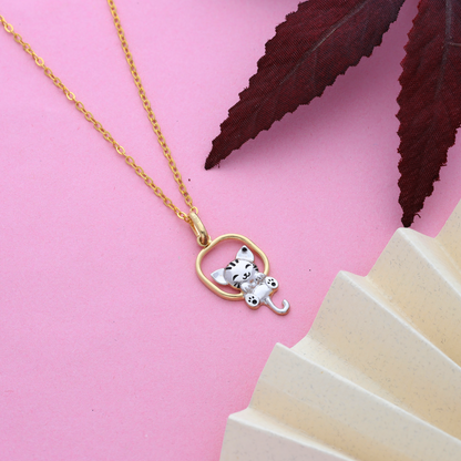 Gold Necklace (Chain with Cute Cat Pendant) 18KT - FKJNKL18K9176