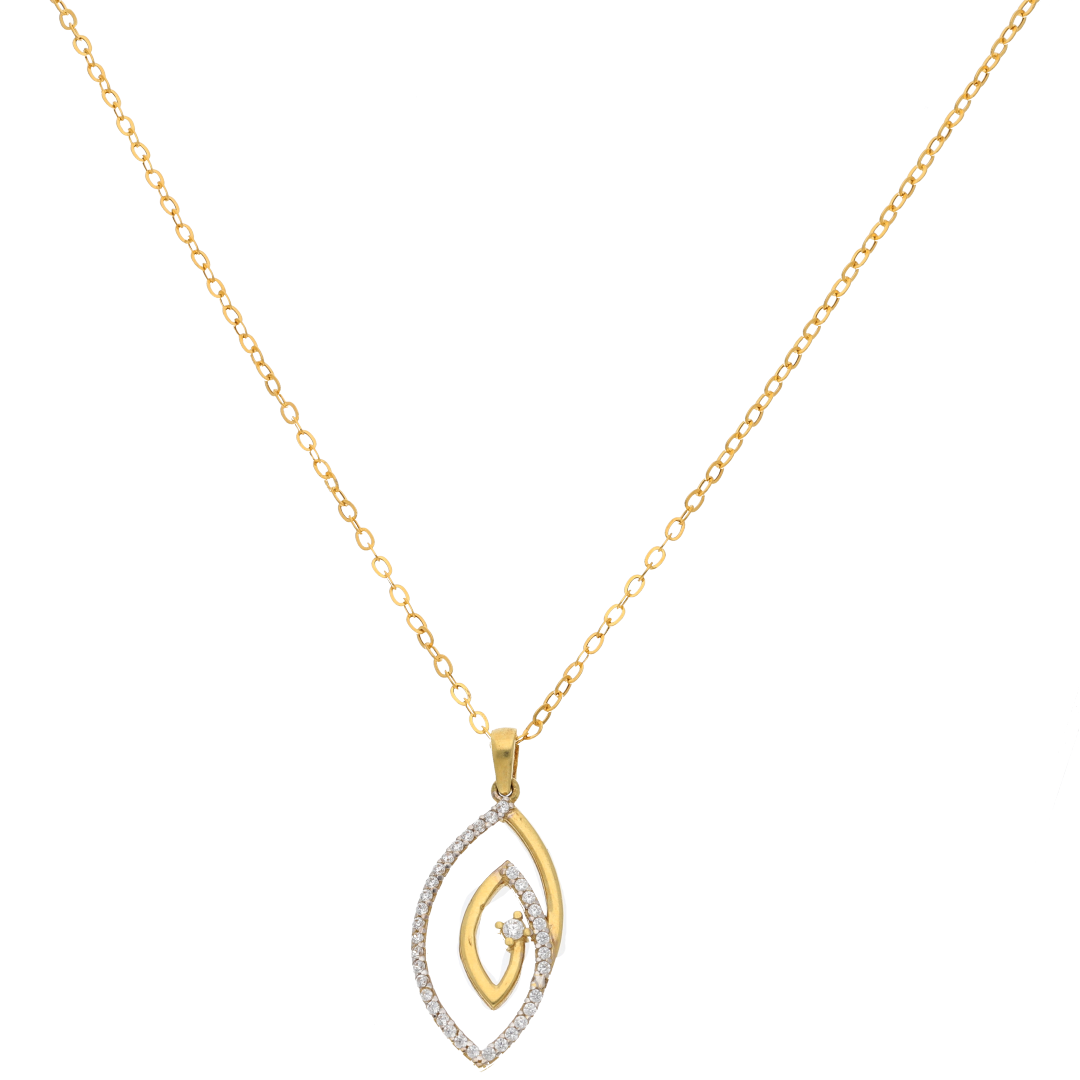Gold Necklace (Chain with Eye Shaped Pendant) 18KT - FKJNKL18K9177