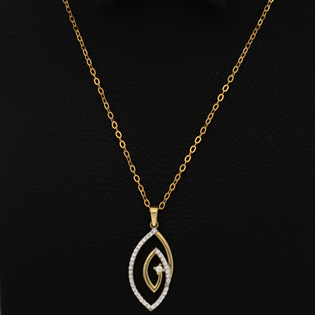Gold Necklace (Chain with Eye Shaped Pendant) 18KT - FKJNKL18K9177