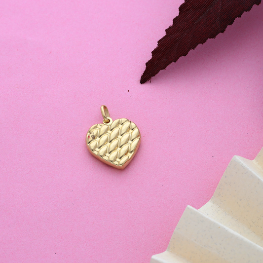 Gold Stud Heart Shaped Pendant 18KT - FKJPND18K9173