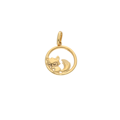 Gold Sleeping Fox Pendant 18KT - FKJPND18K9182