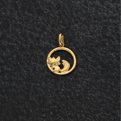 Gold Sleeping Fox Pendant 18KT - FKJPND18K9182