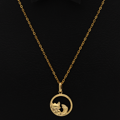 Gold Necklace (Chain with Sleeping Fox Pendant) 18KT - FKJNKL18K9182