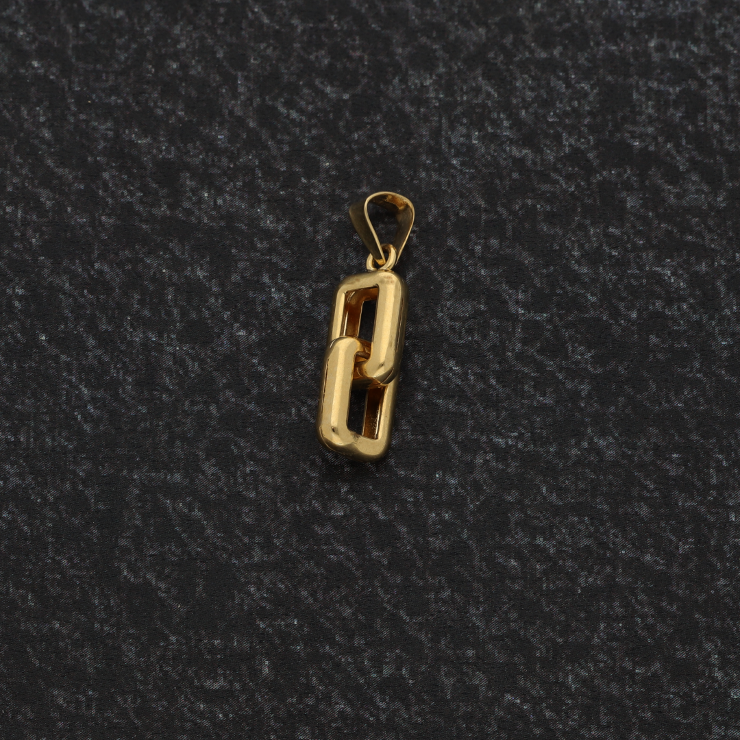 Gold Double Square Link Pendant 18KT - FKJPND18K9183