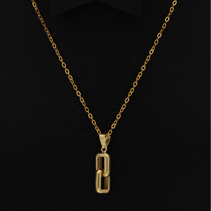Gold Necklace (Chain with Double Square Link Pendant) 18KT - FKJNKL18K9183