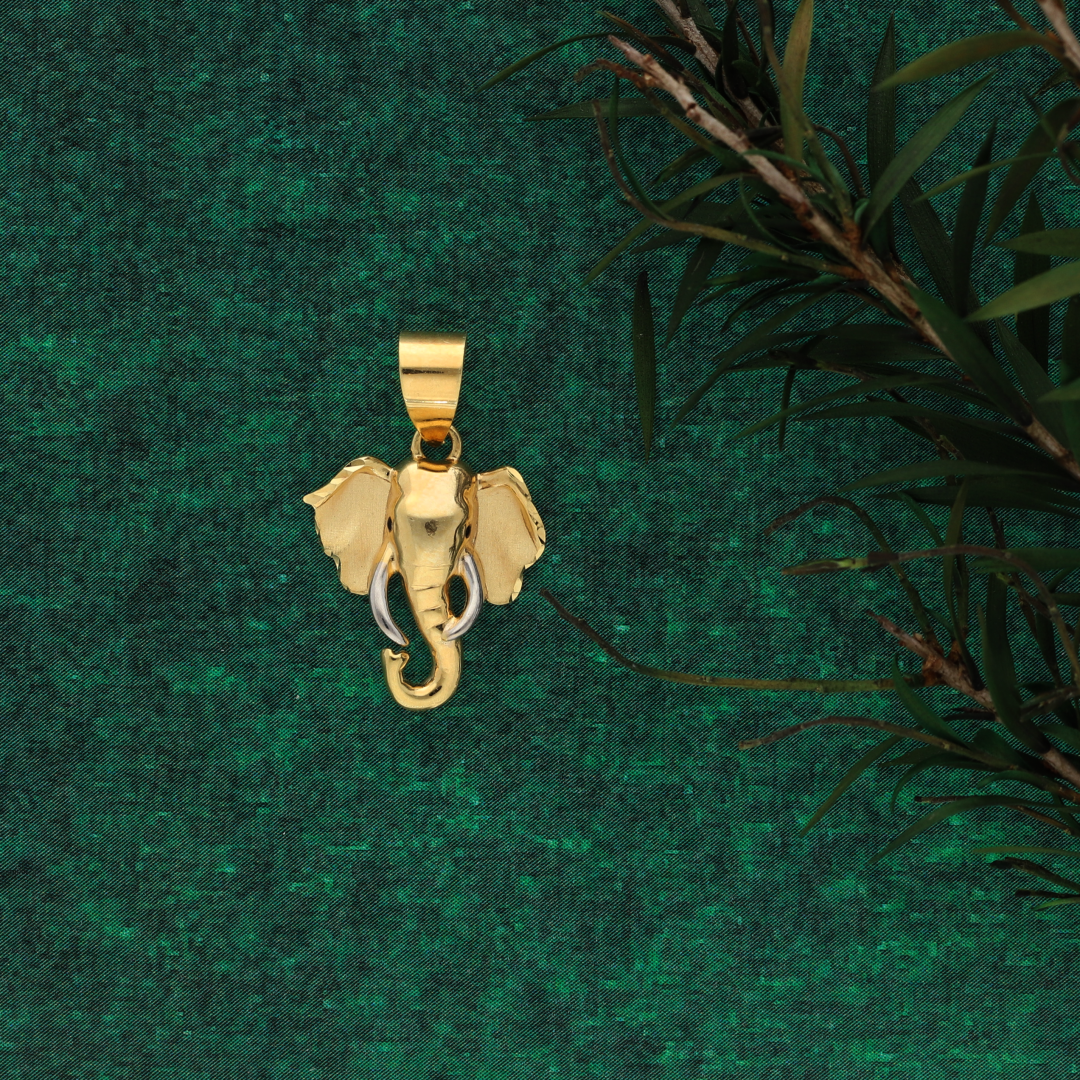 Gold Elephant Head Pendant 18KT - FKJPND18K9179