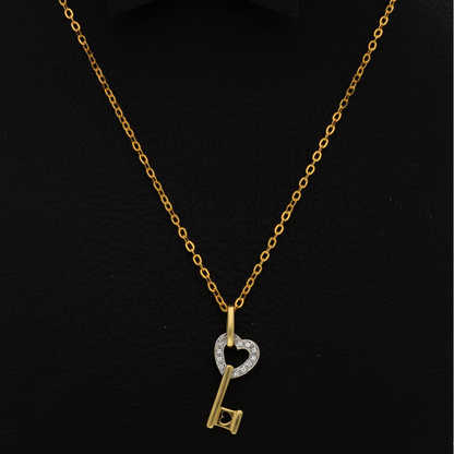 Gold Necklace (Chain with Heart Key Pendant) 18KT - FKJNKL18K9186