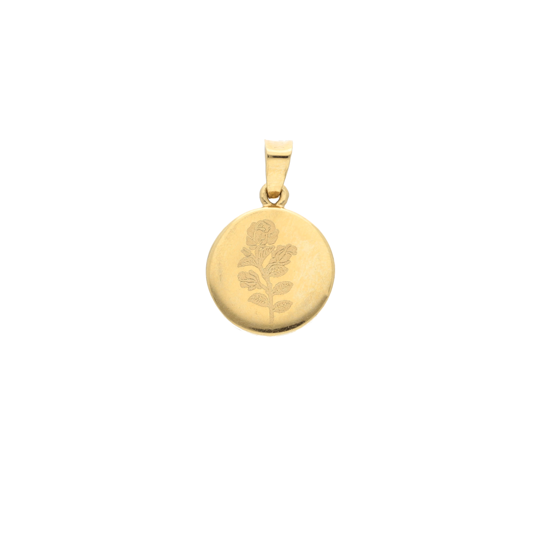 Gold Round Shaped Rose in Pendant 18KT - FKJPND18K9189