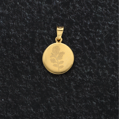 Gold Round Shaped Rose in Pendant 18KT - FKJPND18K9189