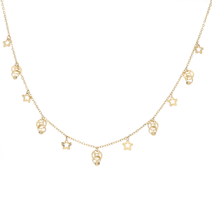 Gold Classic Star Design and Round Shaped Necklace 18KT - FKJNKL18K9190