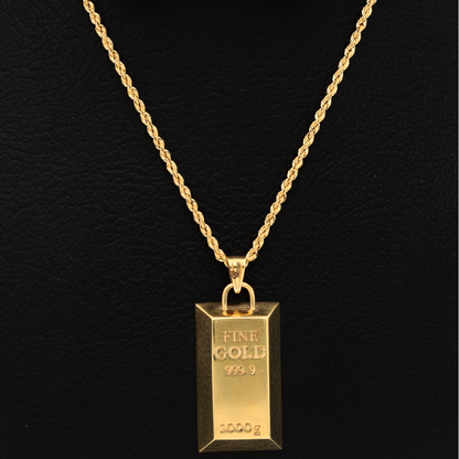 Gold Necklace (Chain with Stud Gold Bar Shaped Pendant) 18KT - FKJNKL18K9198