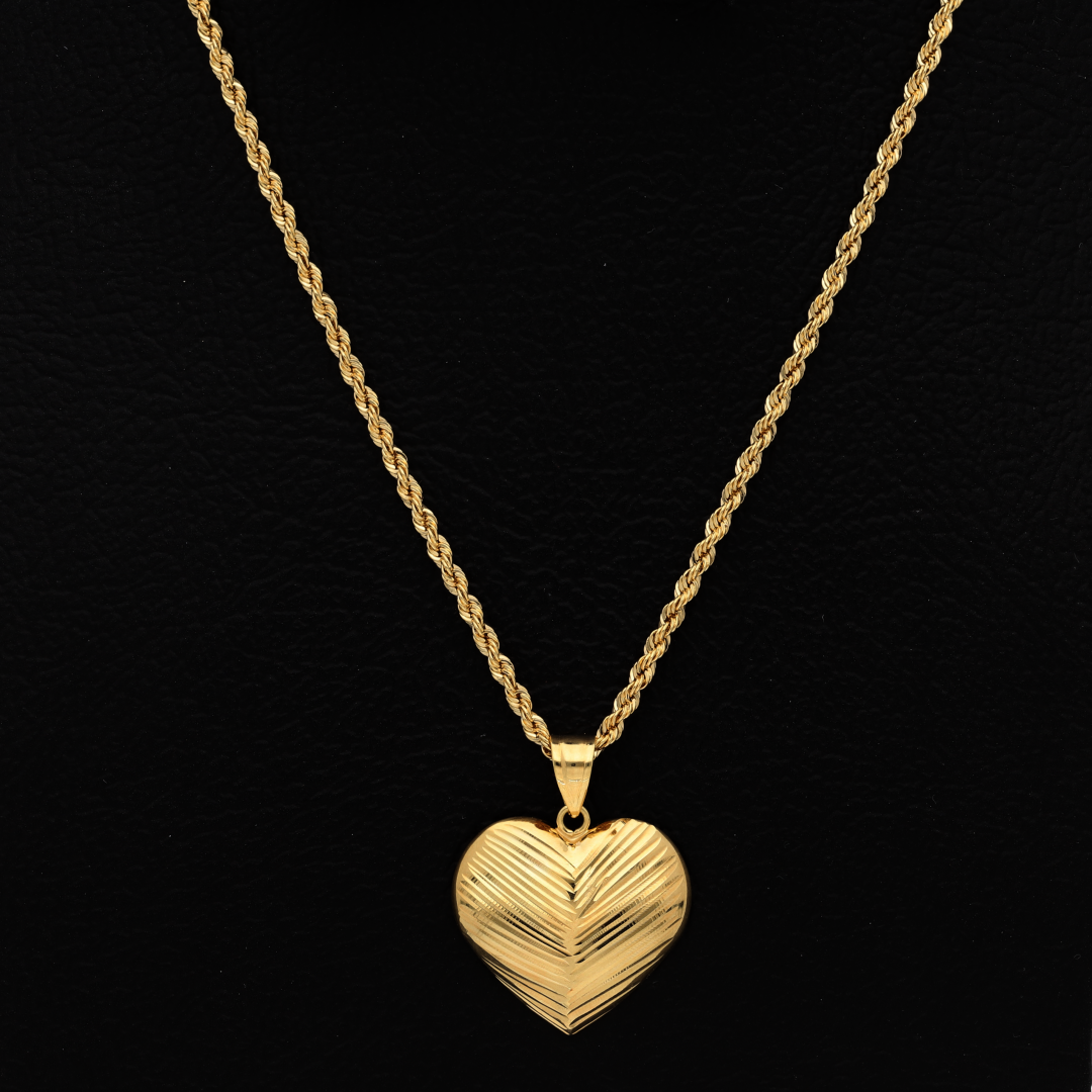 Gold Necklace (Chain with Stud Heart Shaped Pendant) 18KT - FKJNKL18K9201