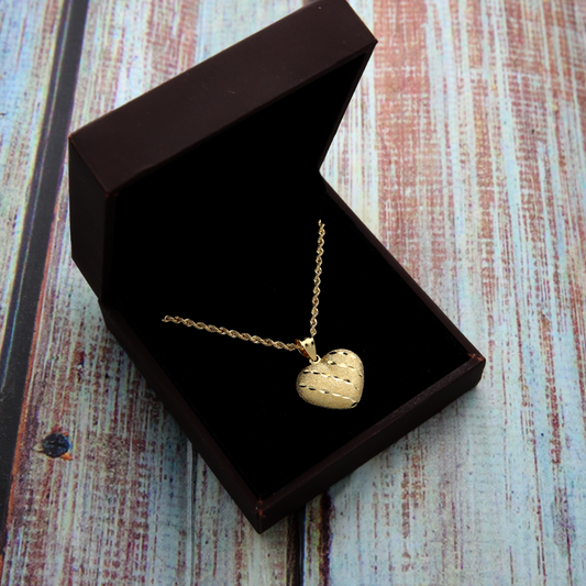 Gold Necklace (Chain with Stud Heart Shaped Pendant) 18KT - FKJNKL18K9204