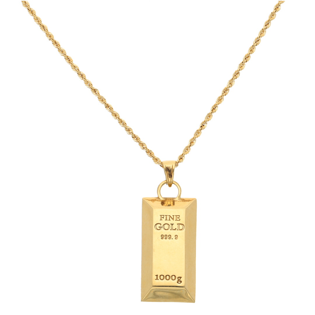 Gold Necklace (Chain with Stud Gold Bar Shaped Pendant) 18KT - FKJNKL18K9197