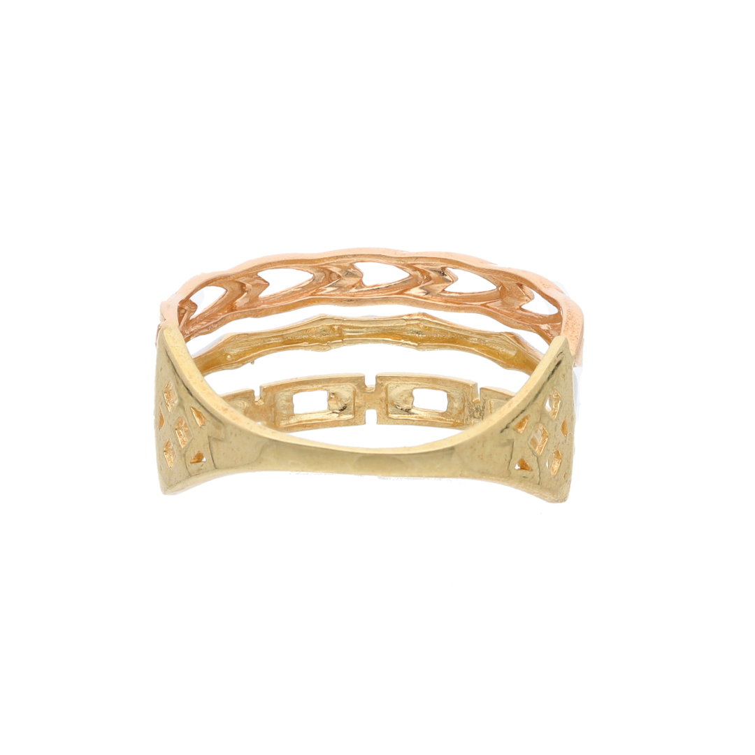 Gold Mixed Style Ring 18KT - FKJRN18K9239