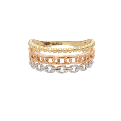 Gold Stud Mixed Style Ring 18KT - FKJRN18K9240