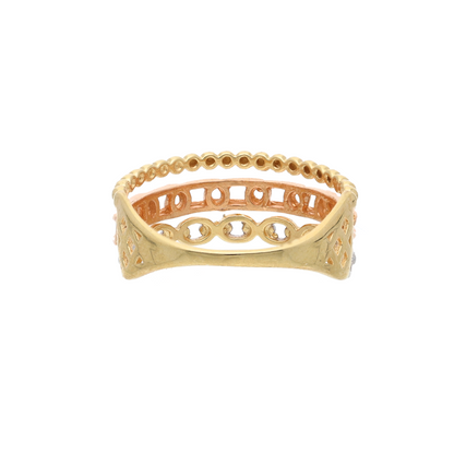 Gold Stud Mixed Style Ring 18KT - FKJRN18K9240