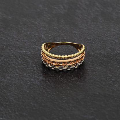 Gold Stud Mixed Style Ring 18KT - FKJRN18K9240