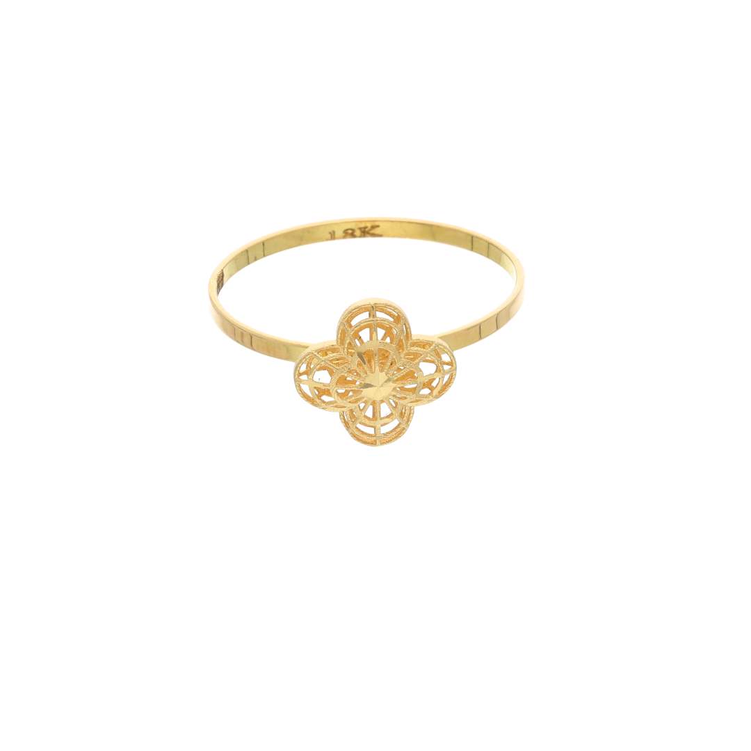 Gold Four Leaf Design Ring 18KT - FKJRN18K9218