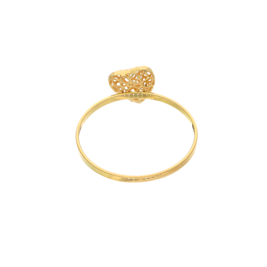 Gold Heart Shaped Design Ring 18KT - FKJRN18K9219