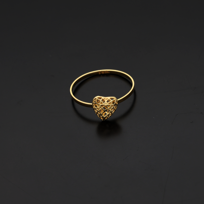 Gold Heart Shaped Design Ring 18KT - FKJRN18K9219