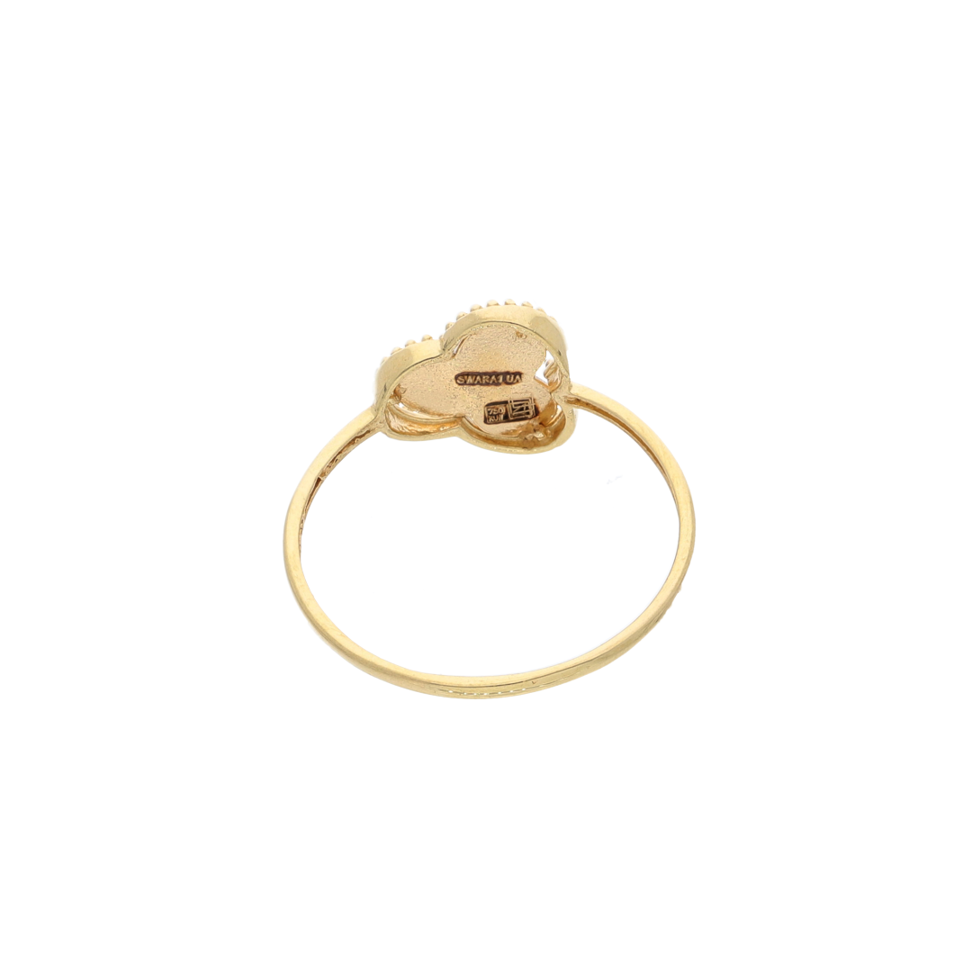 Gold Stud Three Leaf Design Ring 18KT - FKJRN18K9221