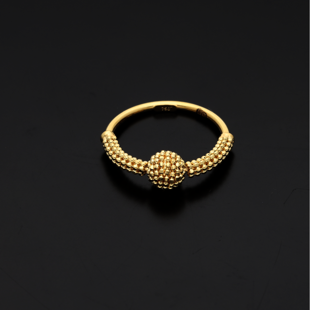 Gold Stud Ball Design Ring 18KT - FKJRN18K9215