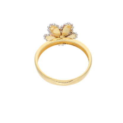 Gold Stud Flower Shaped Ring 18KT - FKJRN18K9224