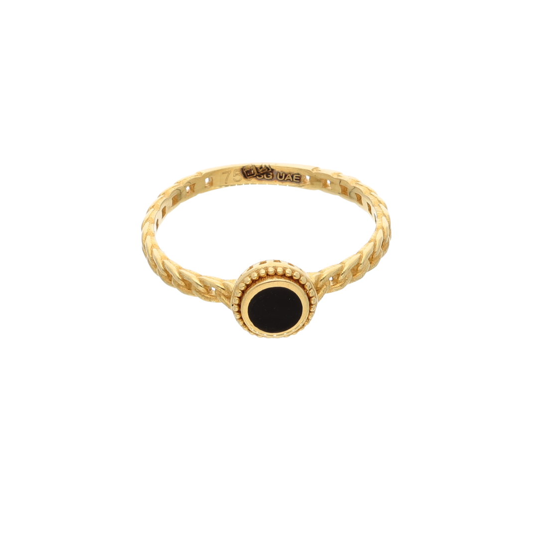 Gold Black Oval Shaped Ring 18KT - FKJRN18K9227