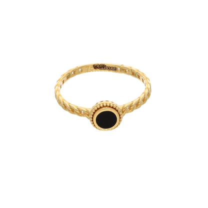 Gold Black Oval Shaped Ring 18KT - FKJRN18K9227