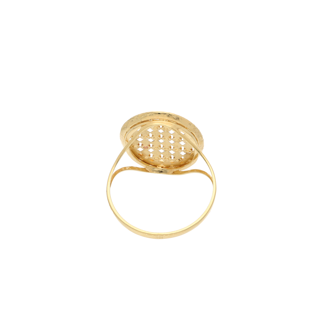 Gold Classic Round Design Zircon Ring 18KT - FKJRN18K9234