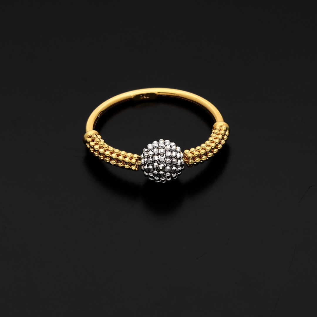 Gold Stud Ball Design Ring 18KT - FKJRN18K9216