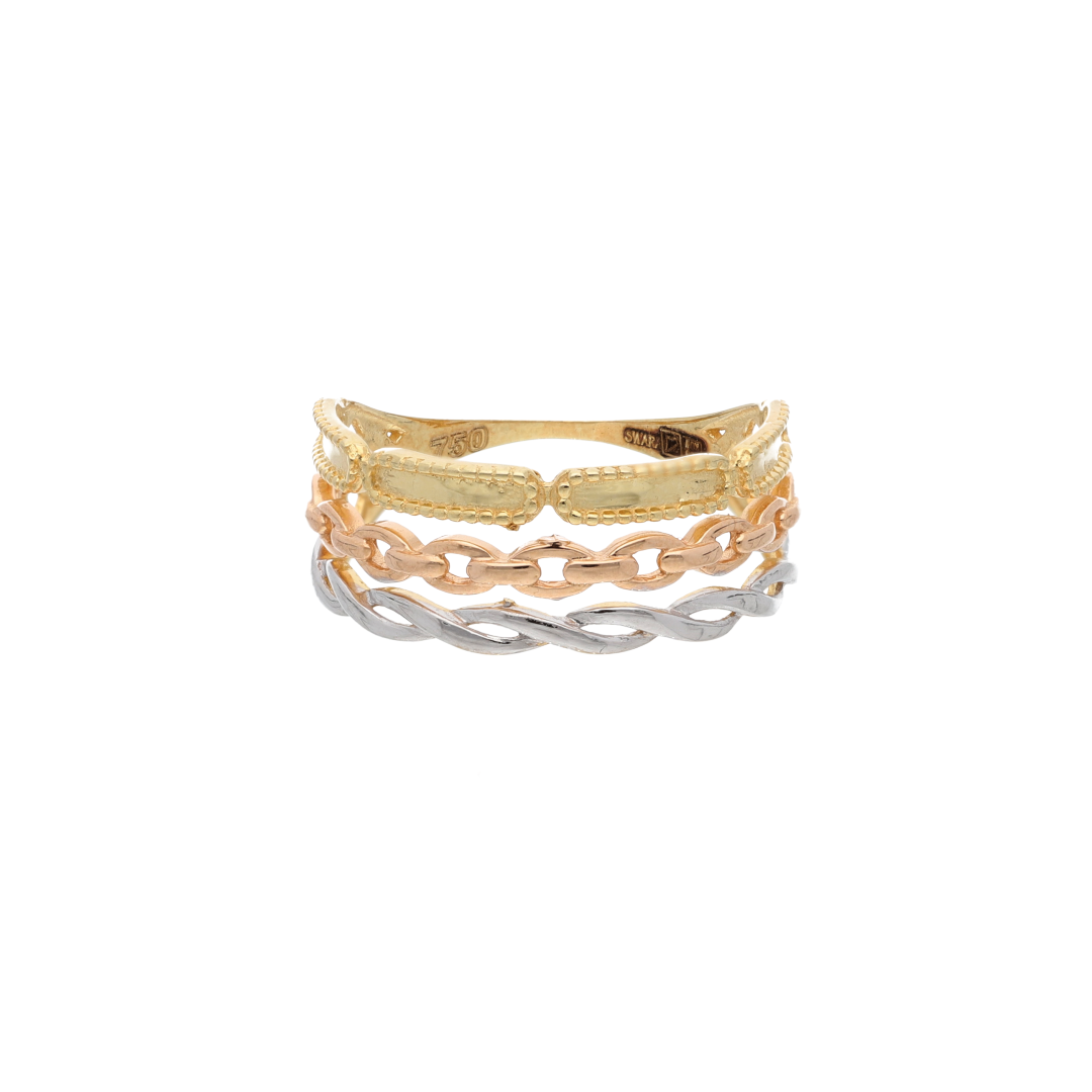 Gold Mixed Style Ring 18KT - FKJRN18K9238