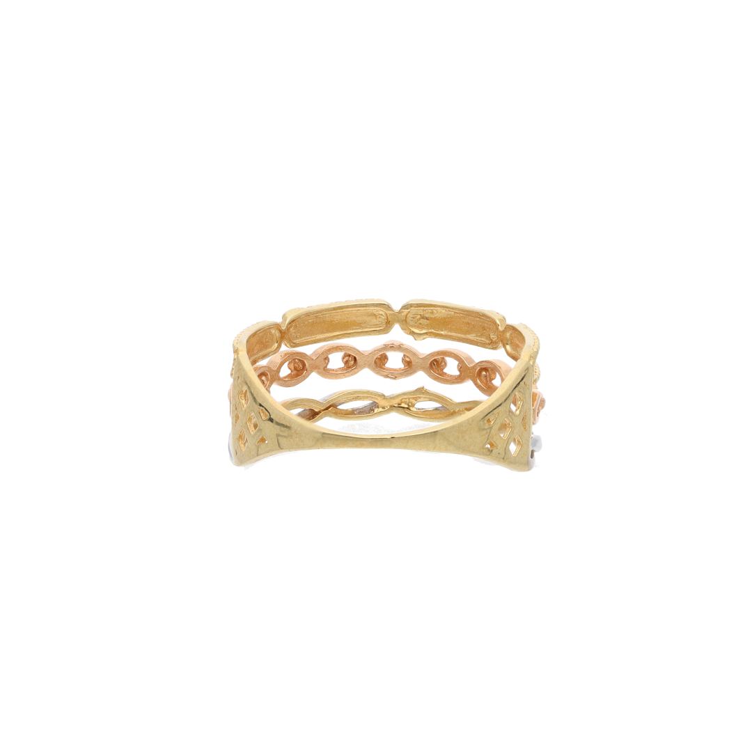 Gold Mixed Style Ring 18KT - FKJRN18K9238