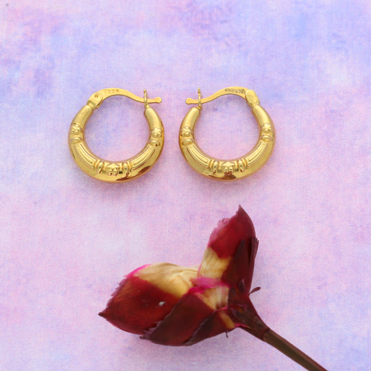 Gold Line Hoop Round Fashion Earrings 18KT - FKJERN18K9250