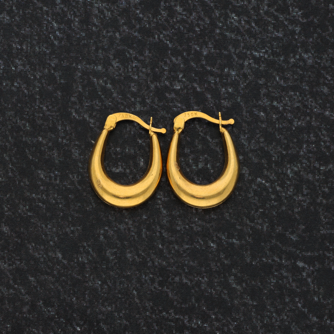 Gold Hoop Round Fashion Earrings 18KT - FKJERN18K9252