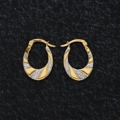 Gold Two Tone Hoop Fashion Earrings 18KT - FKJERN18K9253