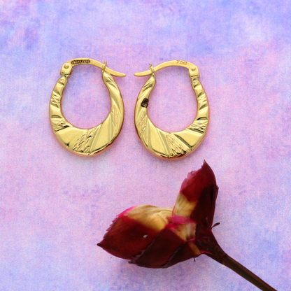 Gold Fashion Hoop Earrings 18KT - FKJERN18K9246