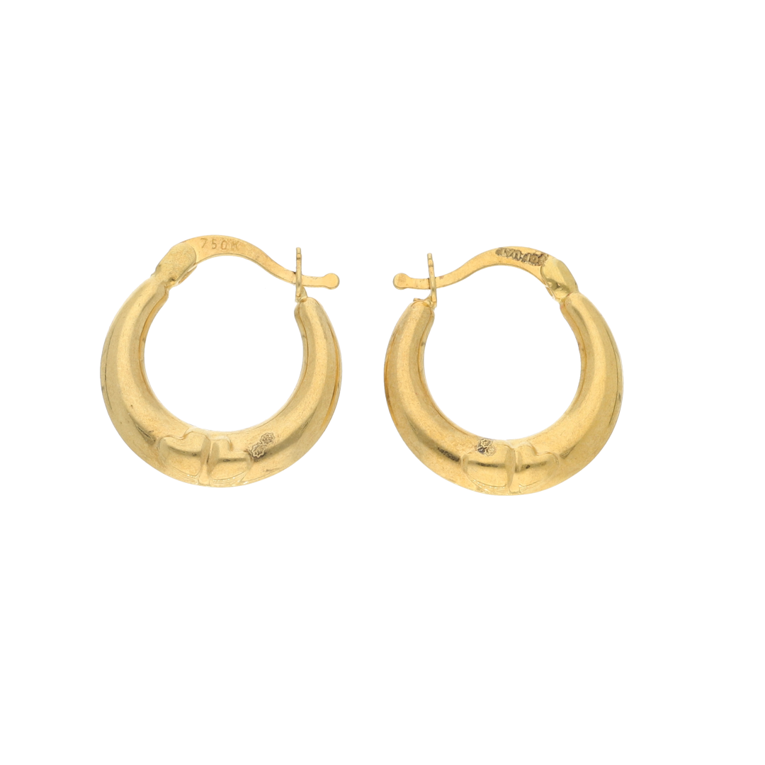 Gold Twin Heart Design Hoop Round Fashion Earrings 18KT - FKJERN18K9260